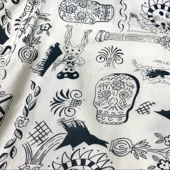 Vtg Zarus Day Of The Dead Skull Goth Print Button Down EUC - Picture 6 of 13